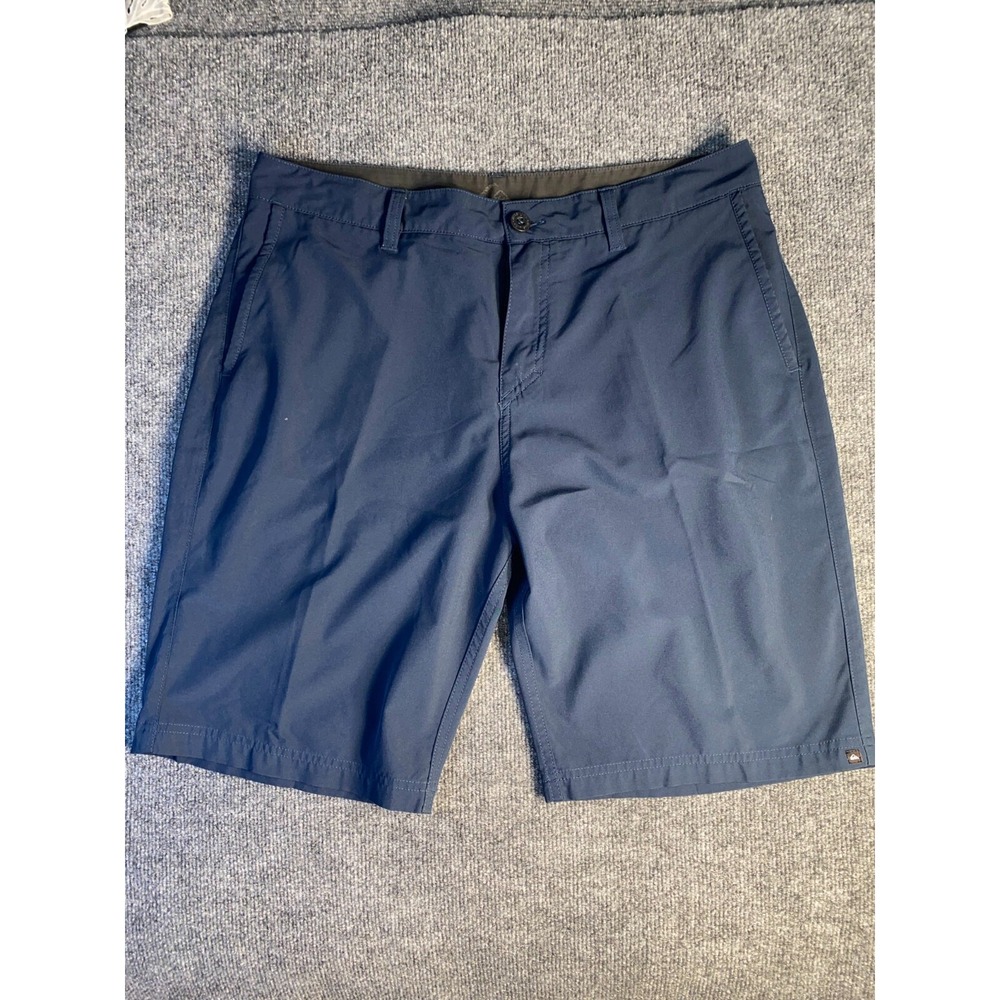 Quiksilver Chino Shorts Mens Size 36 Navy Solid Regular Fit Slash Pockets